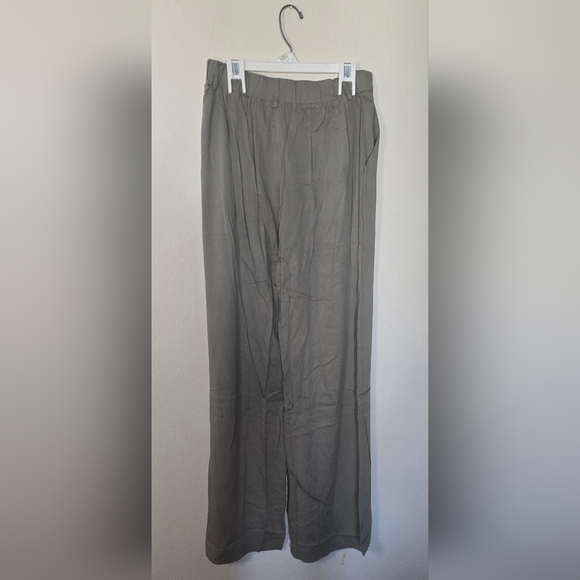 Hem & Thread Wide Leg Pants High Rise Flowy Summer Fall Trousers Gray New Medium - Picture 2 of 4